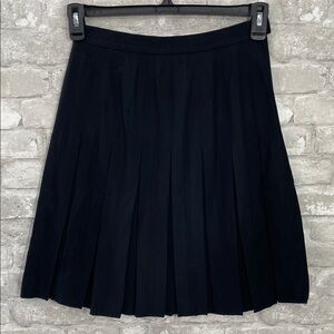 Allyson Wood Black Pleated Wool Skirt